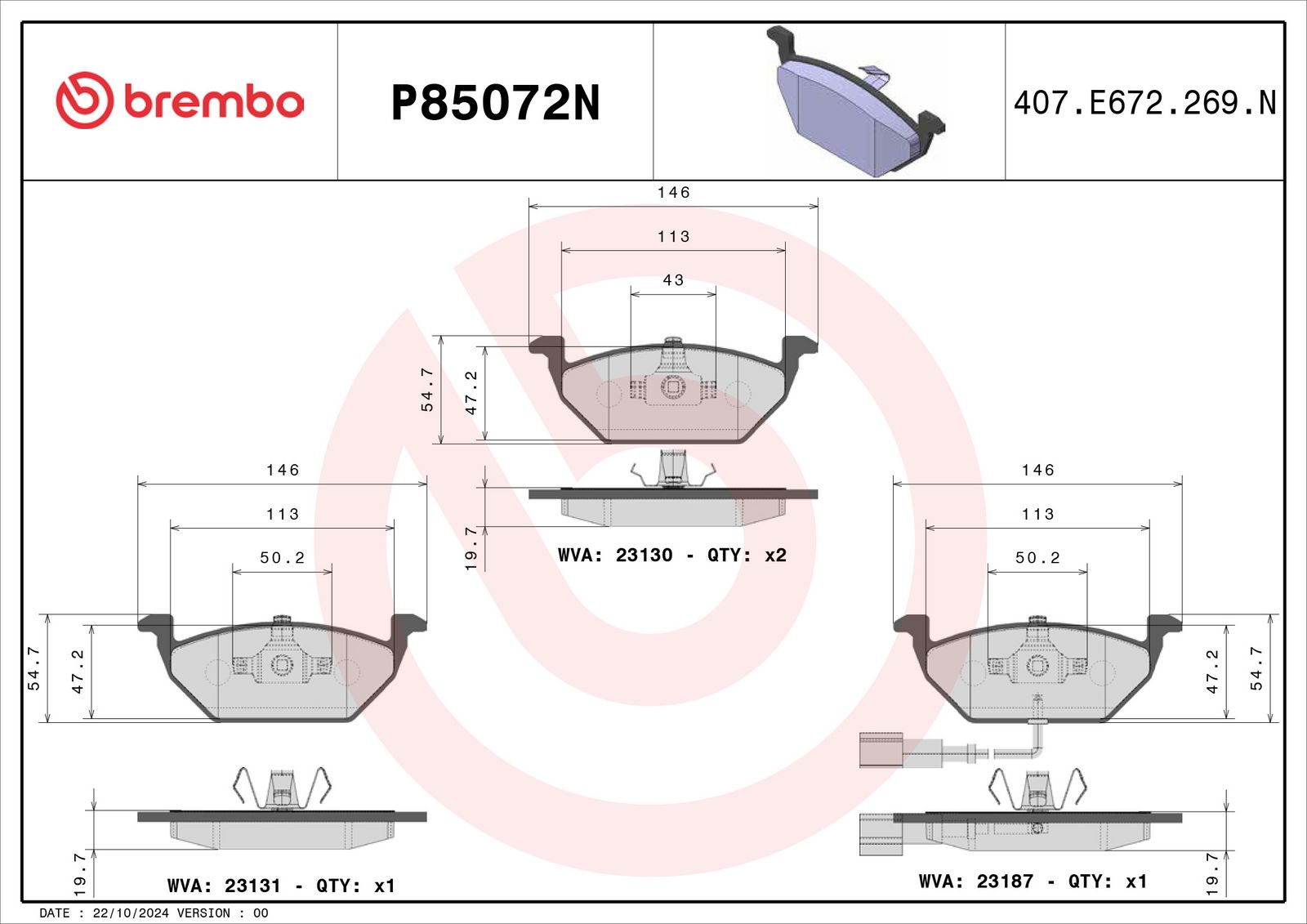 PRIME Ceramic Front Disc Brake Pad Set - P85072N_02