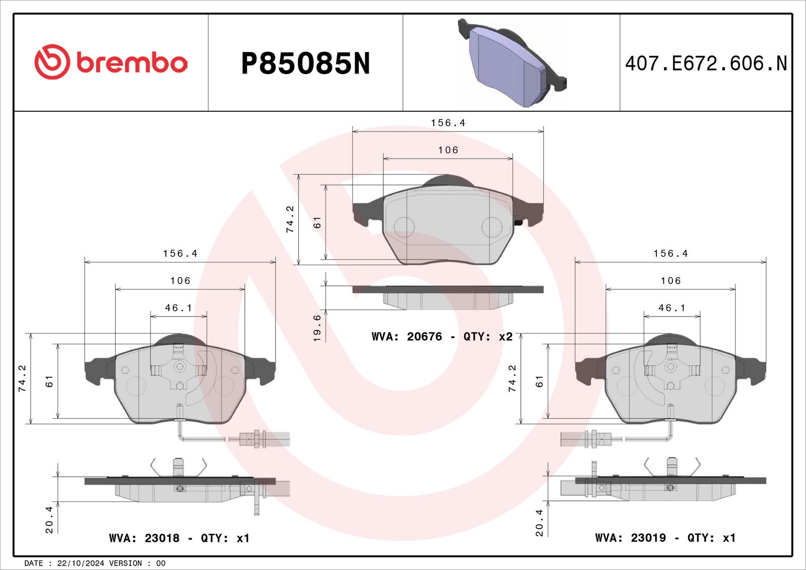 PRIME Ceramic Front Disc Brake Pad Set - P85085N_02