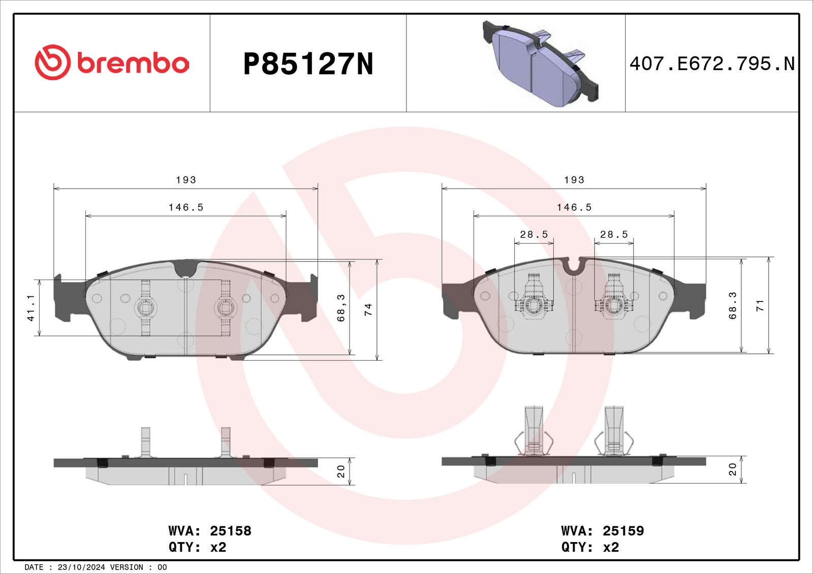 PRIME Ceramic Front Disc Brake Pad Set - P85127N_02