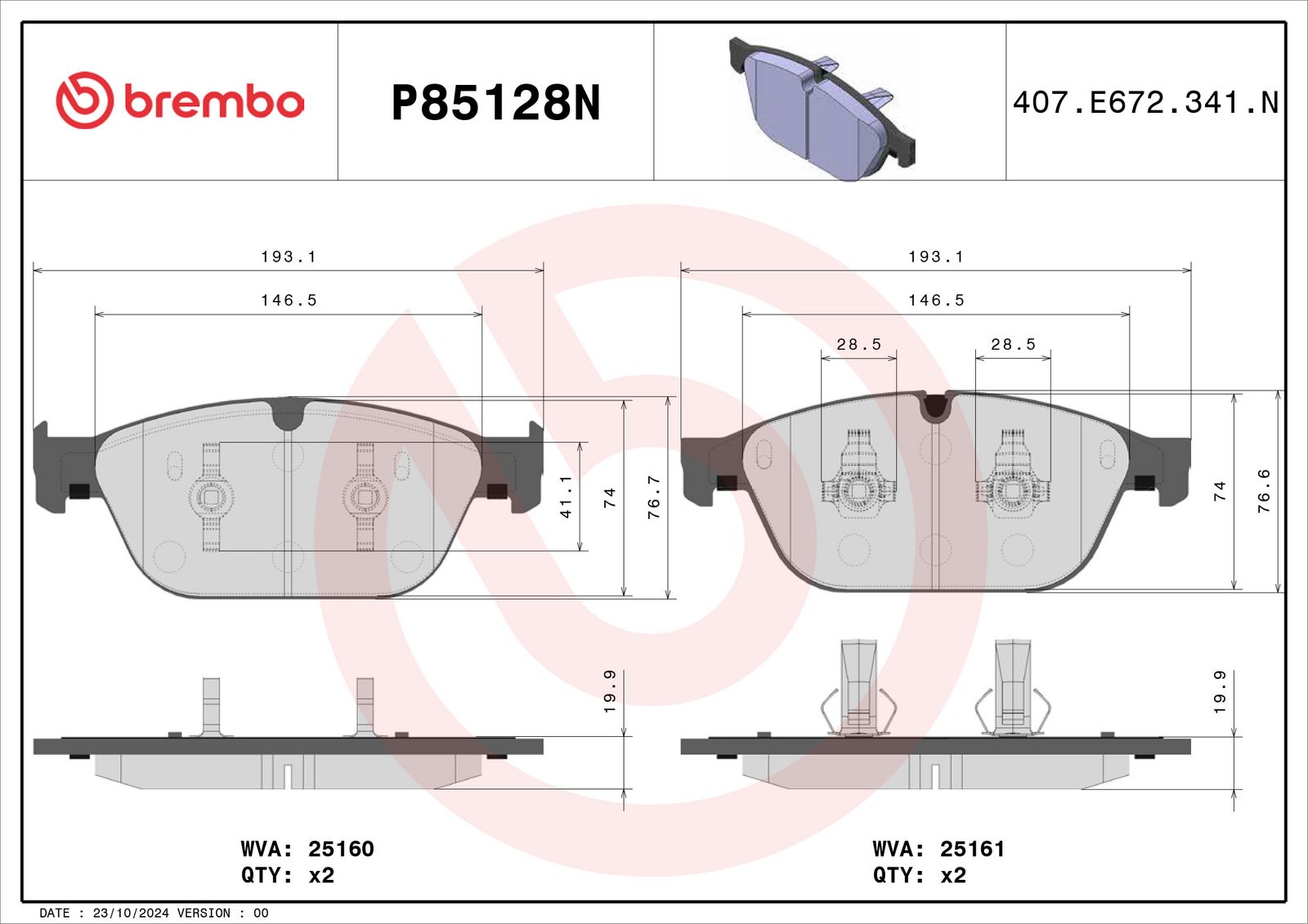 PRIME Ceramic Front Disc Brake Pad Set - P85128N_02