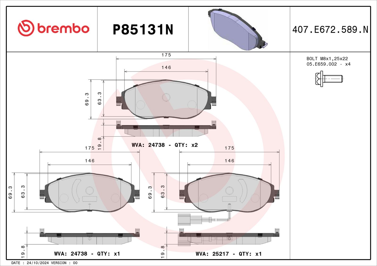 PRIME Ceramic Front Disc Brake Pad Set - P85131N_02