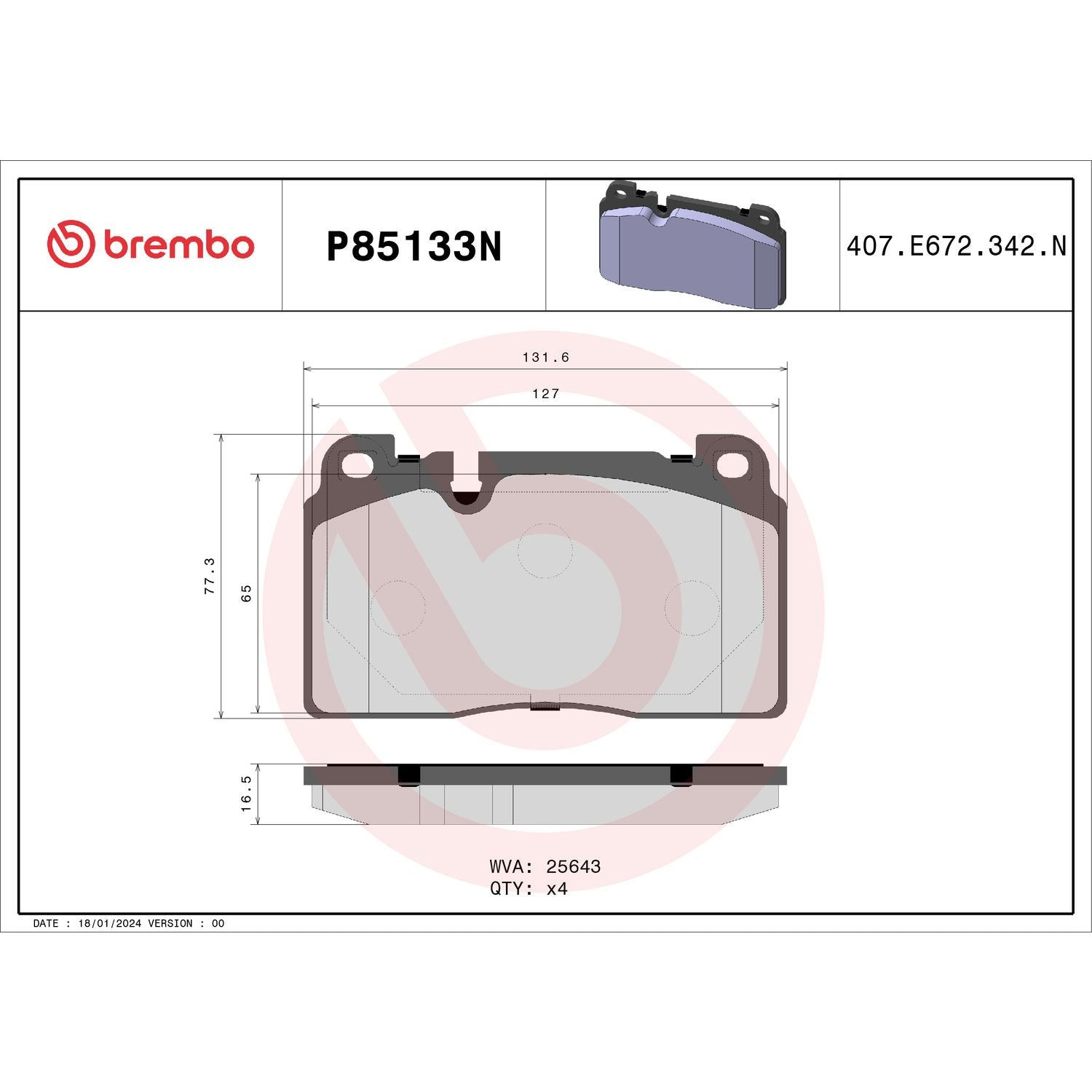 PRIME Ceramic Front Disc Brake Pad Set - P85133N_07