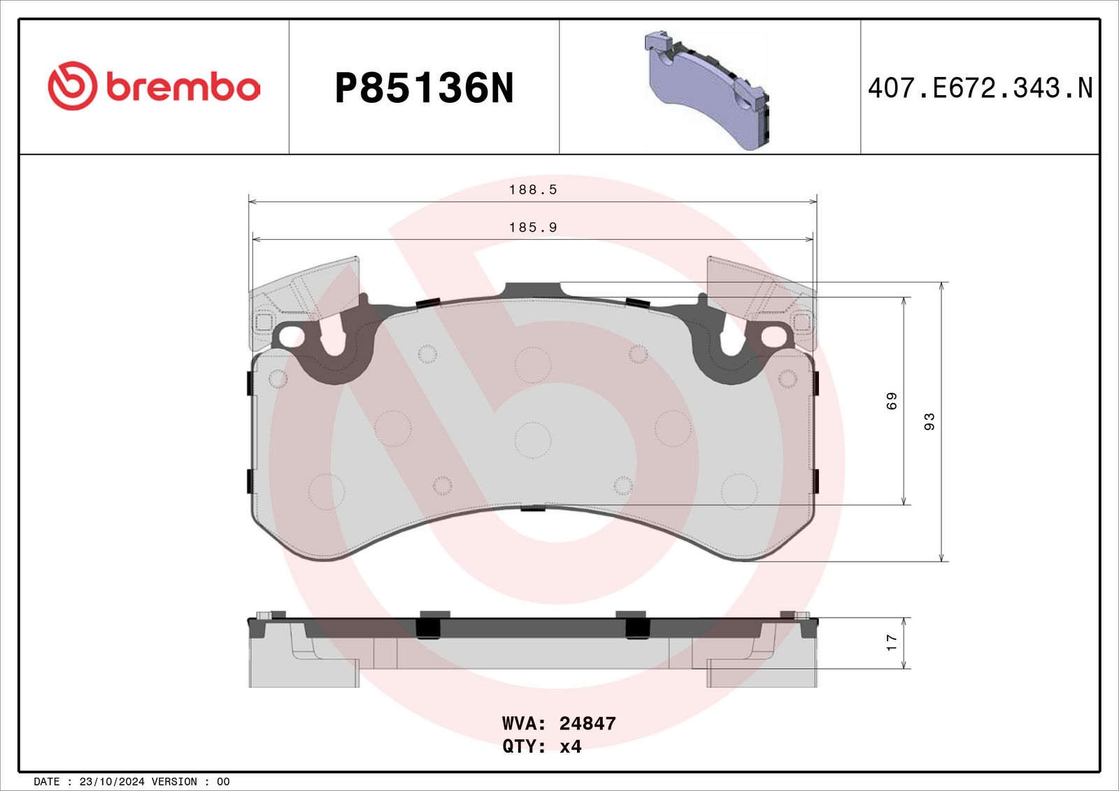 PRIME Ceramic Front Disc Brake Pad Set - P85136N_01
