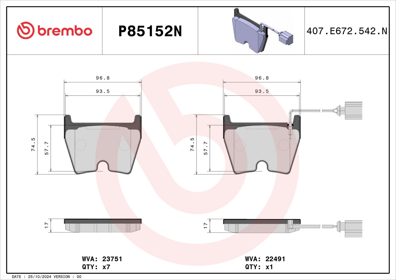 PRIME Ceramic Front Disc Brake Pad Set - P85152N_02
