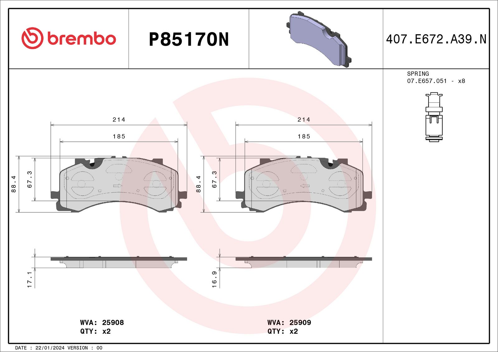 PRIME Ceramic Front Disc Brake Pad Set - P85170N_02