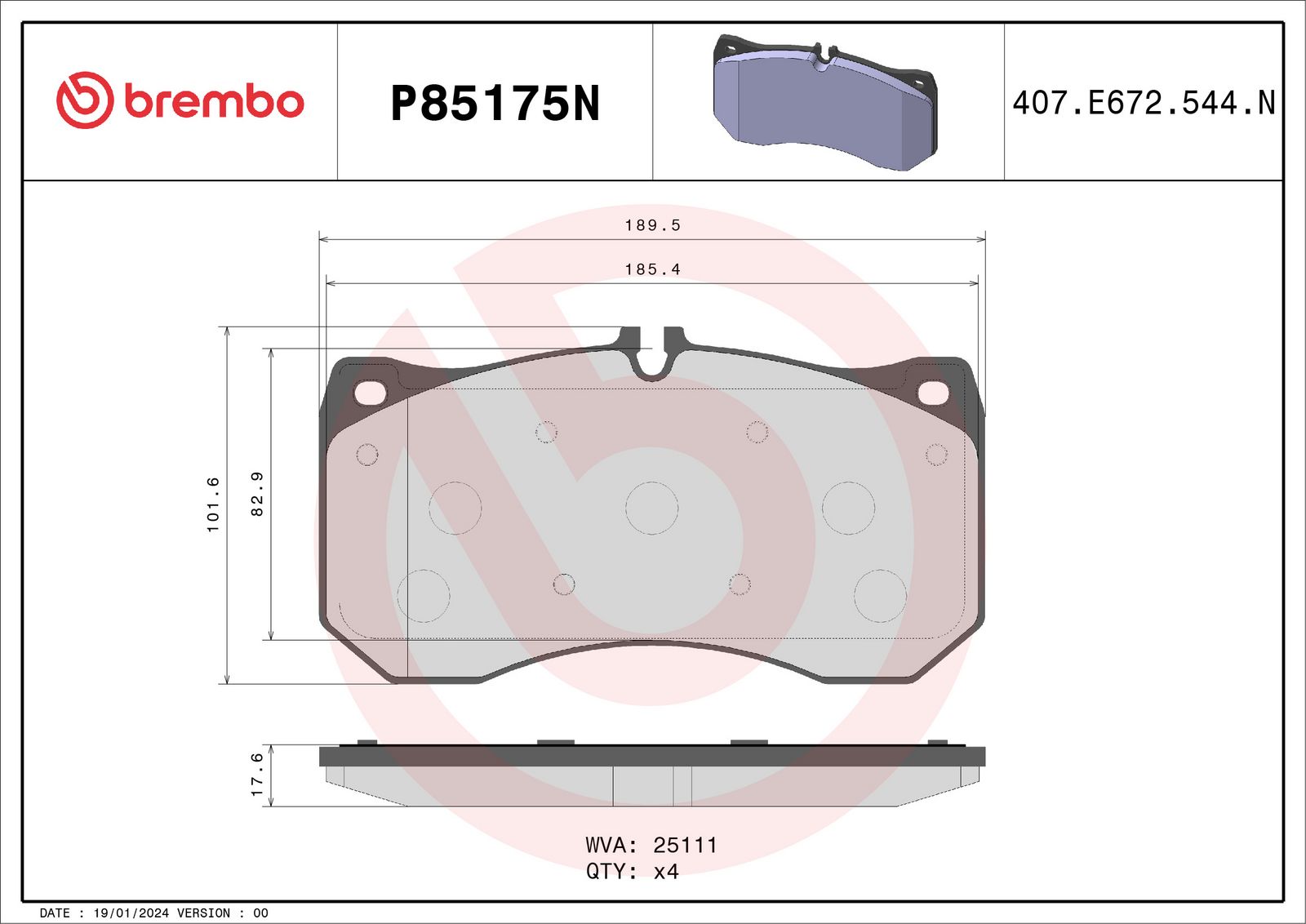 PRIME Ceramic Front Disc Brake Pad Set - P85175N_01