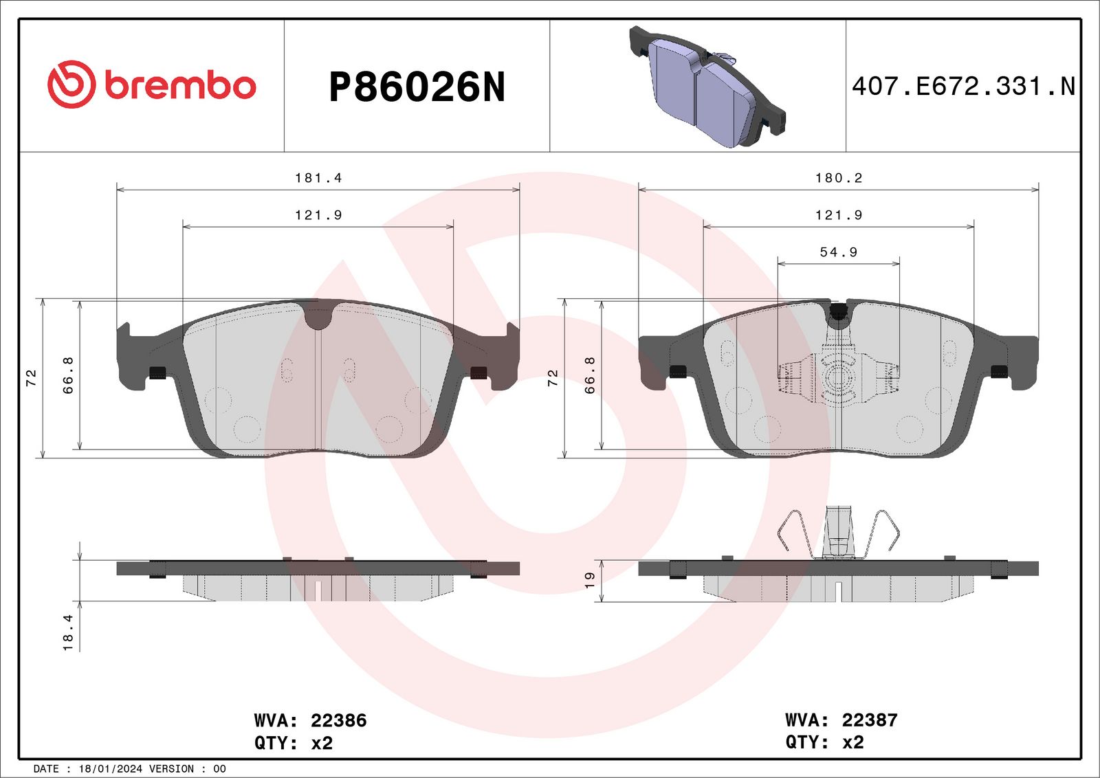 PRIME Ceramic Front Disc Brake Pad Set - P86026N_02