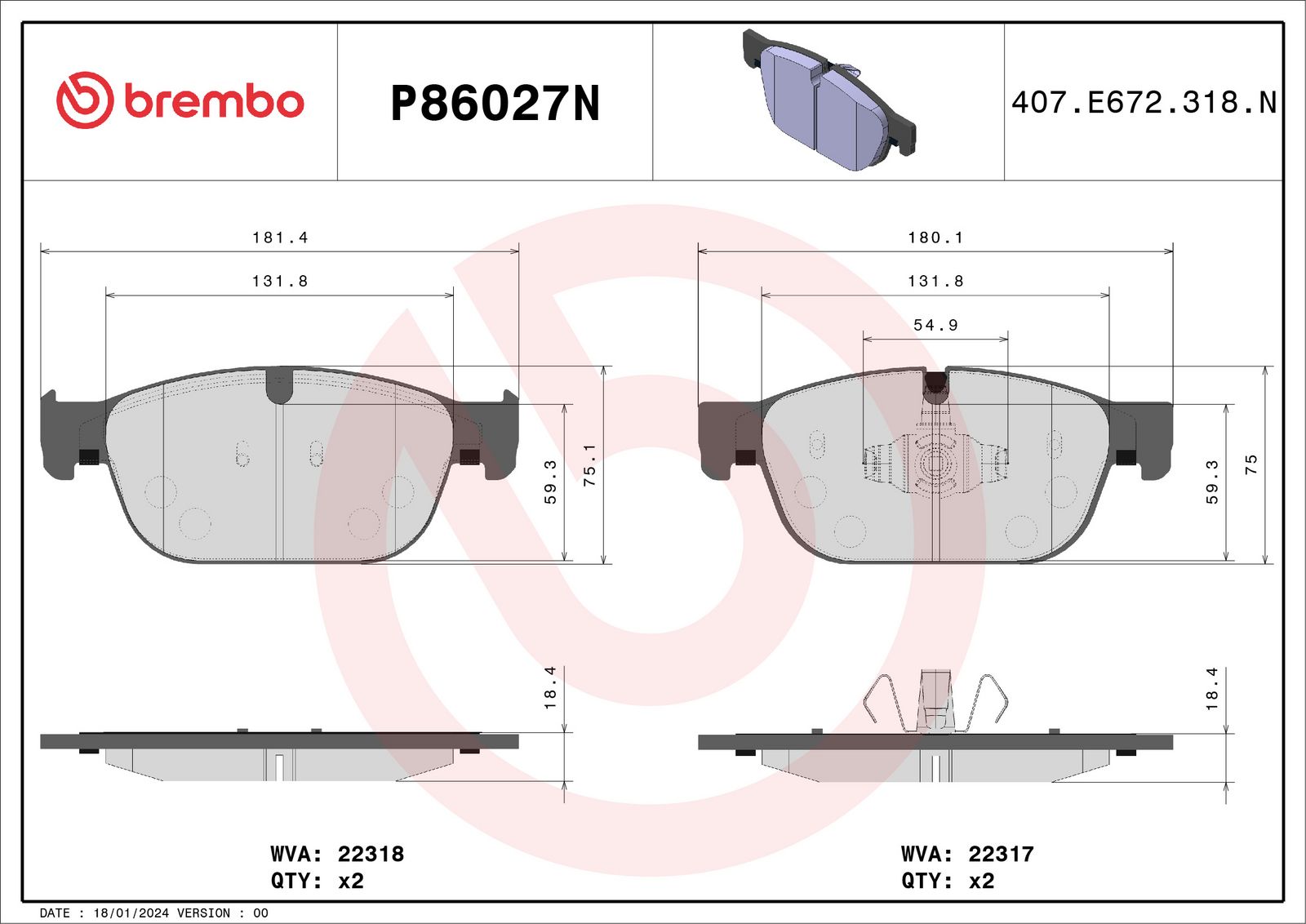 PRIME Ceramic Front Disc Brake Pad Set - P86027N_02