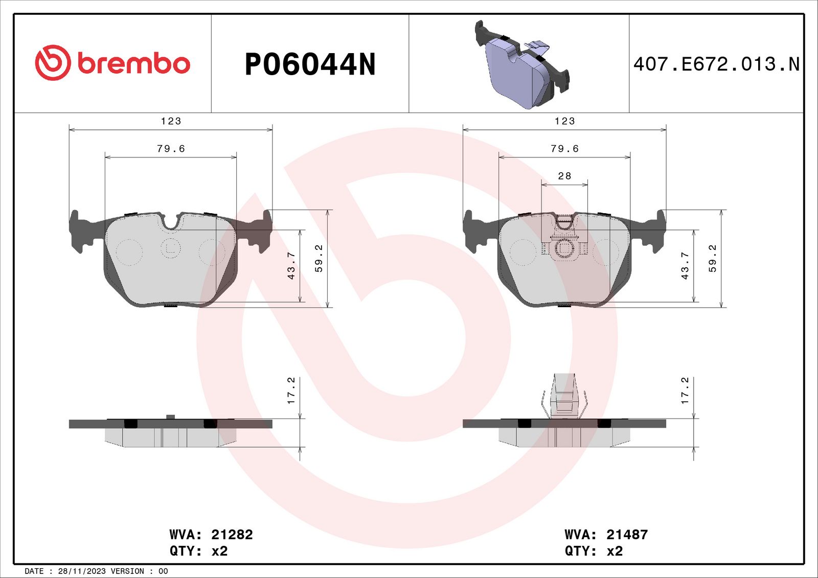 PRIME Ceramic Rear Disc Brake Pad Set - P06044N_01