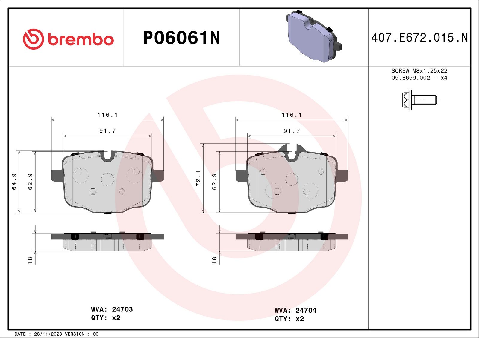 PRIME Ceramic Rear Disc Brake Pad Set - P06061N_01