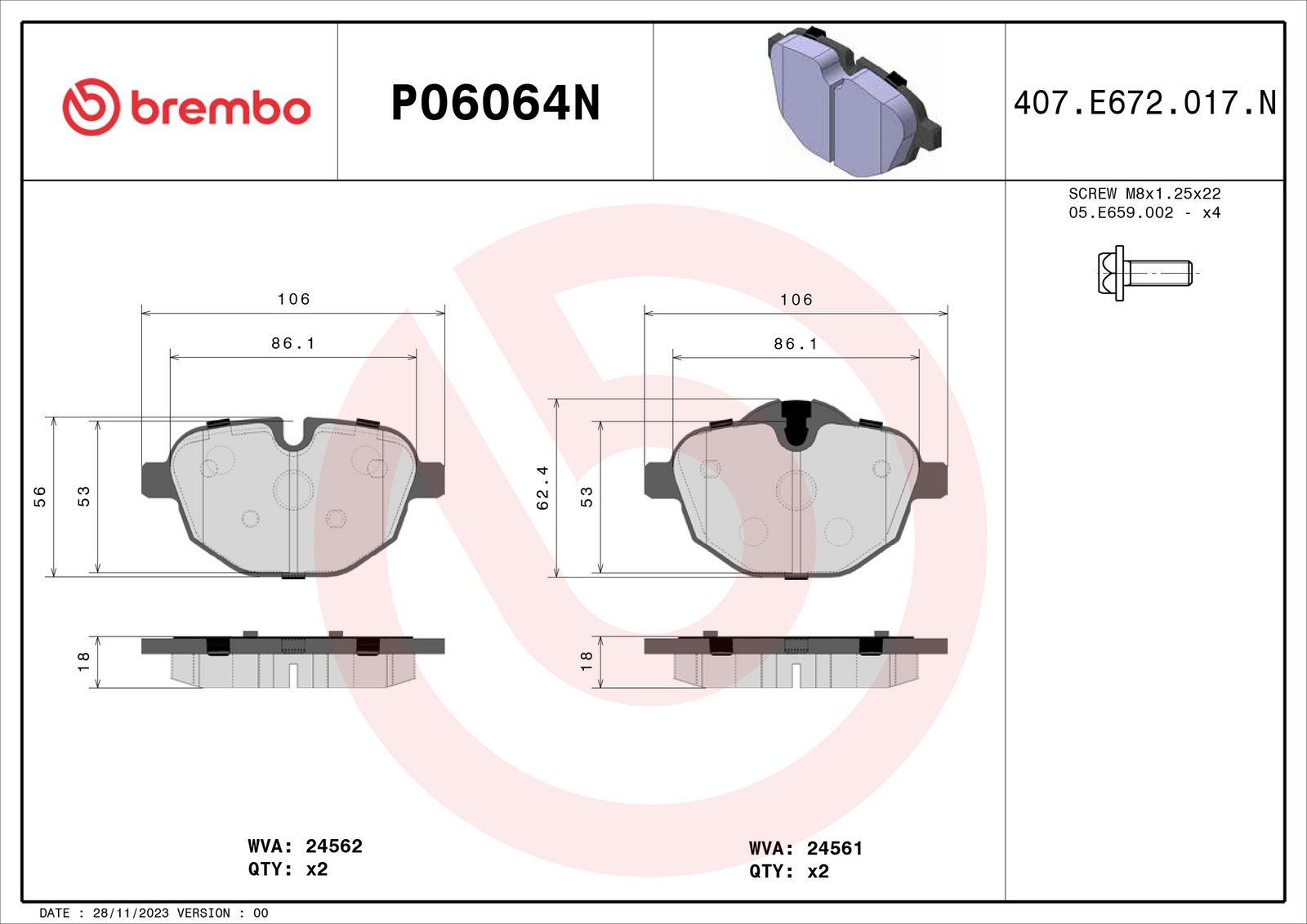 PRIME Ceramic Rear Disc Brake Pad Set - P06064N_01