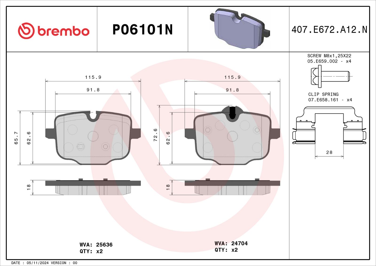PRIME Ceramic Rear Disc Brake Pad Set - P06101N_01