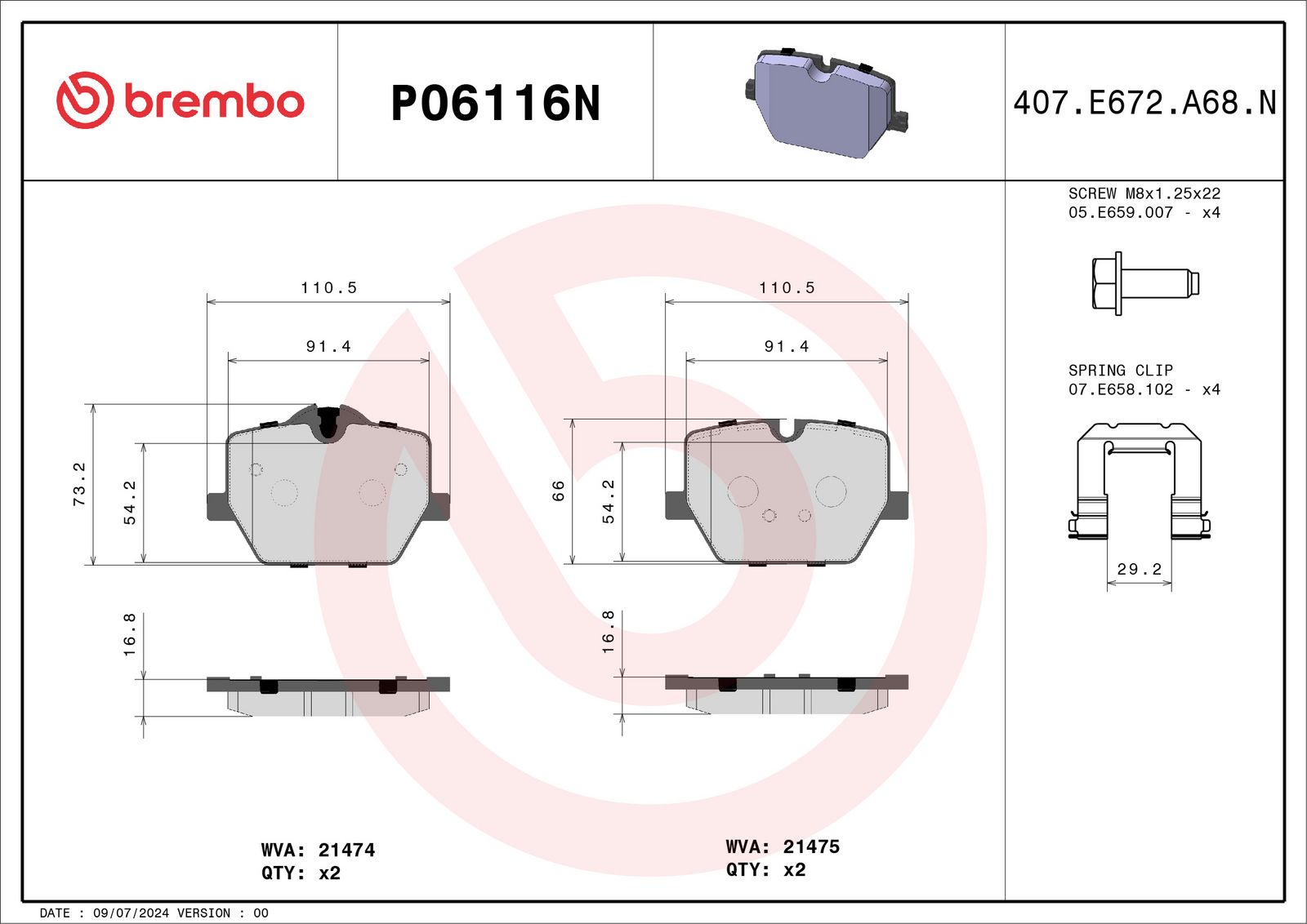 PRIME Ceramic Rear Disc Brake Pad Set - P06116N_01