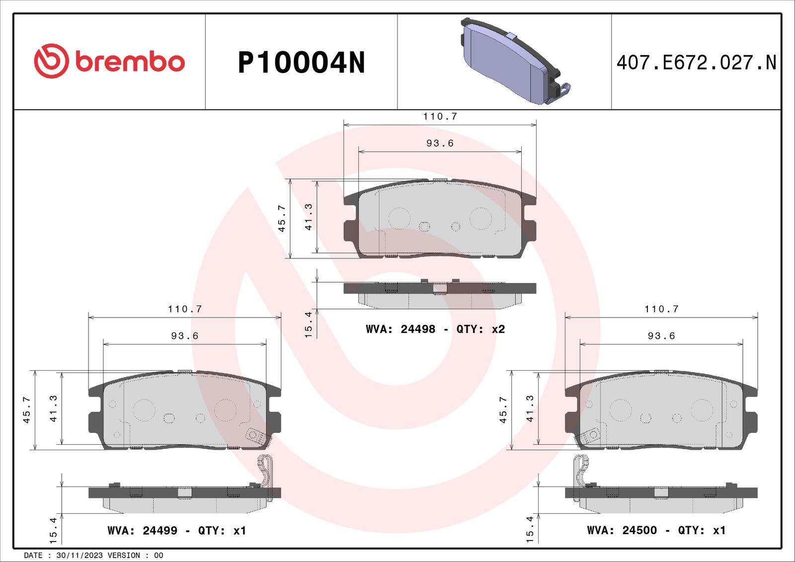 PRIME Ceramic Rear Disc Brake Pad Set - P10004N_01