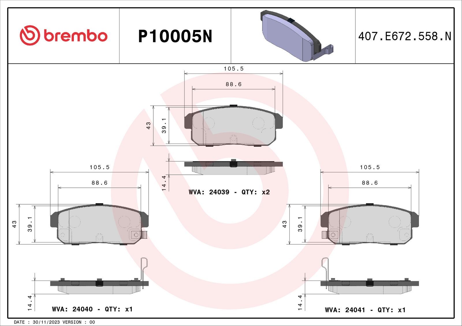PRIME Ceramic Rear Disc Brake Pad Set - P10005N_01