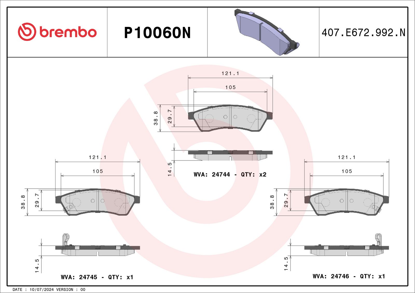 PRIME Ceramic Rear Disc Brake Pad Set - P10060N_01