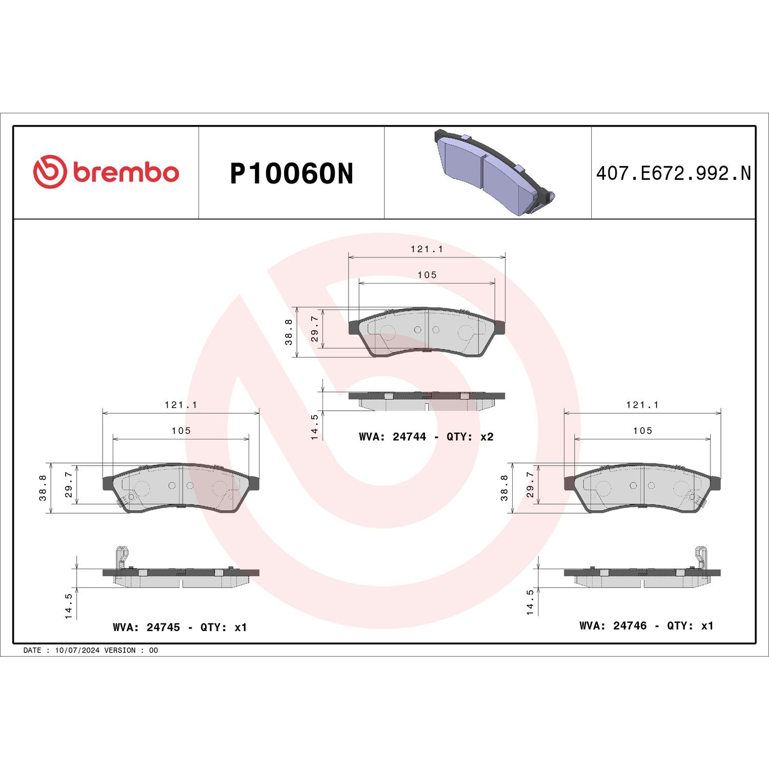 PRIME Ceramic Rear Disc Brake Pad Set - P10060N_02