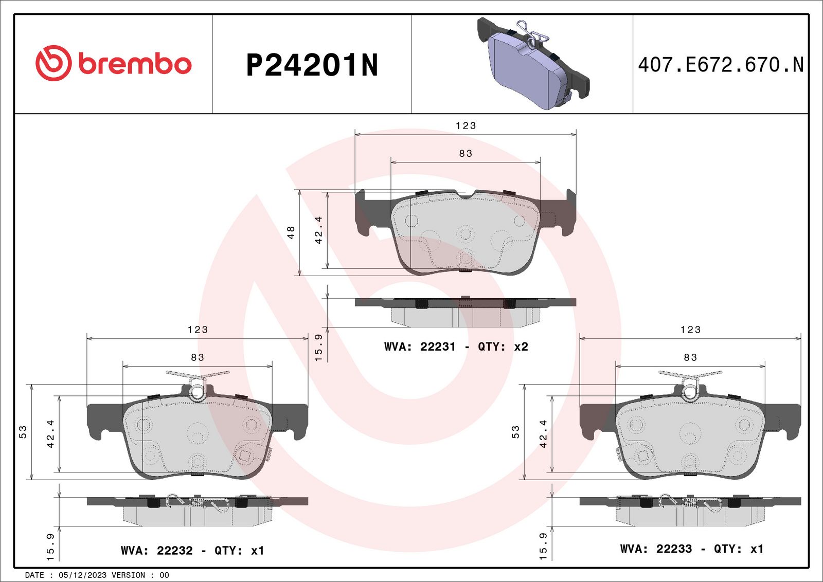 PRIME Ceramic Rear Disc Brake Pad Set - P24201N_01