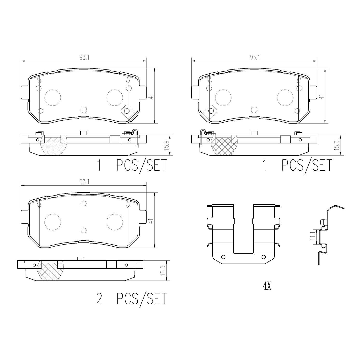 PRIME Ceramic Rear Disc Brake Pad Set - P30068N_01