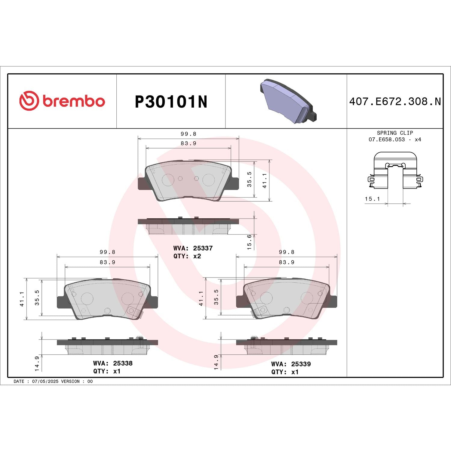 PRIME Ceramic Rear Disc Brake Pad Set - P30101N_01
