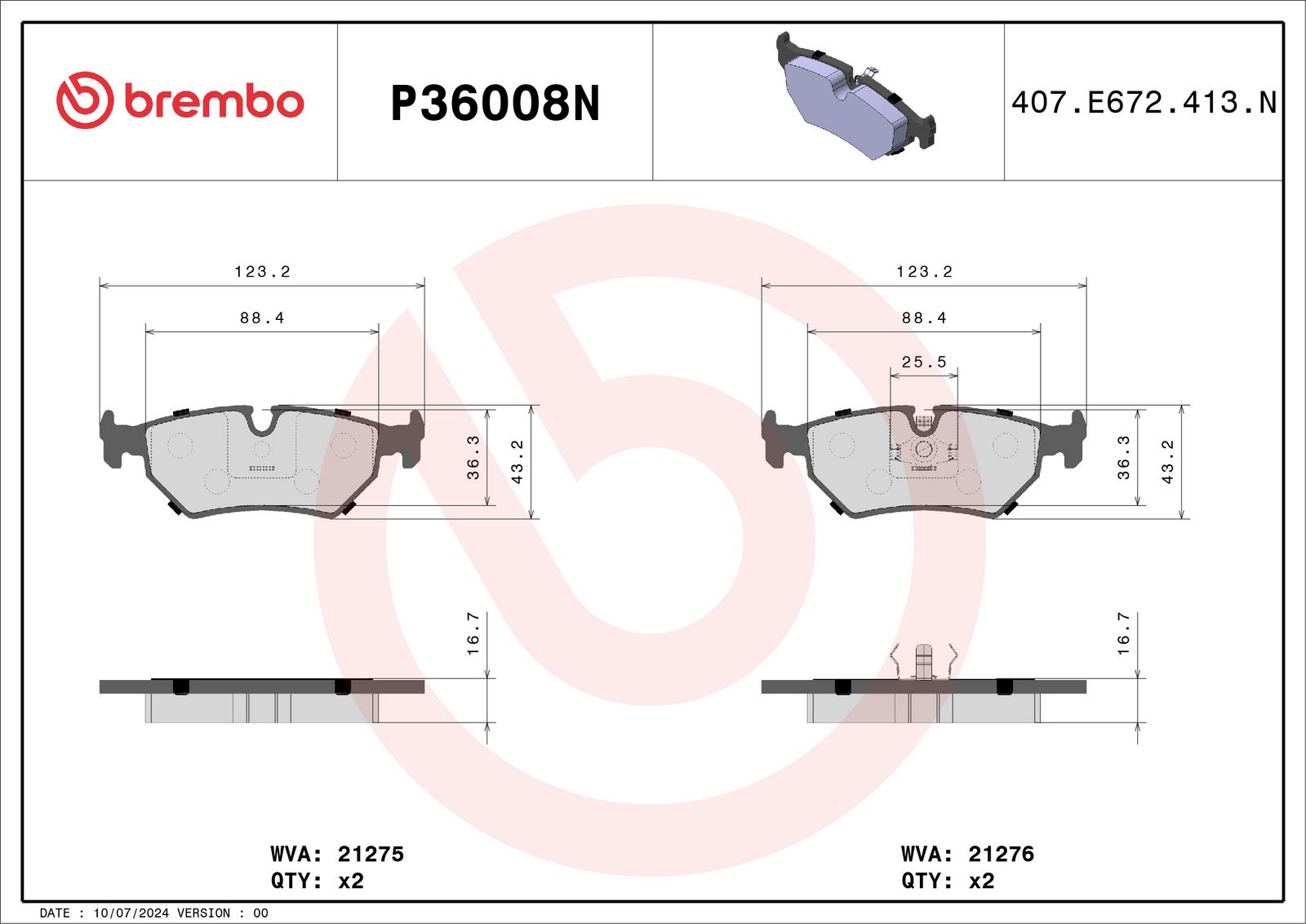 PRIME Ceramic Rear Disc Brake Pad Set - P36008N_01