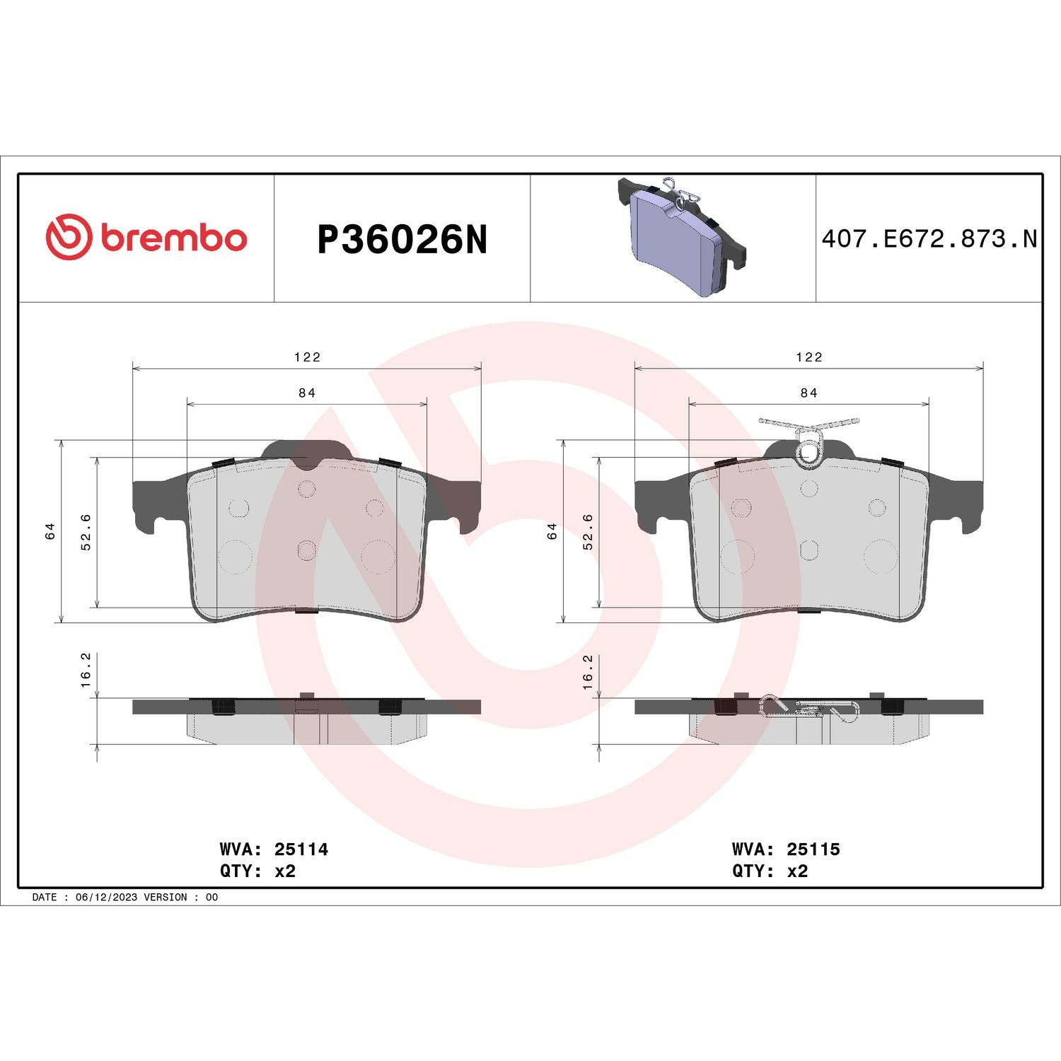 PRIME Ceramic Rear Disc Brake Pad Set - P36026N_02