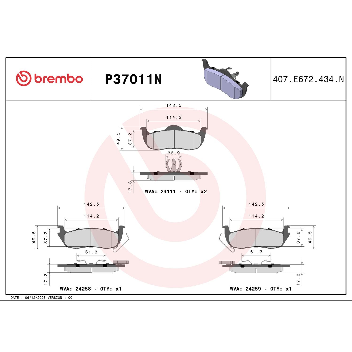 PRIME Ceramic Rear Disc Brake Pad Set - P37011N_02