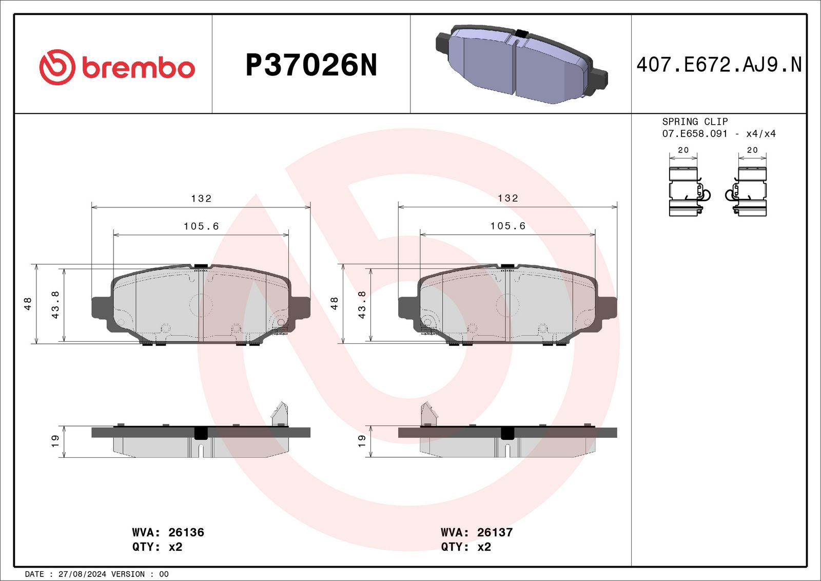 PRIME Ceramic Rear Disc Brake Pad Set - P37026N_01