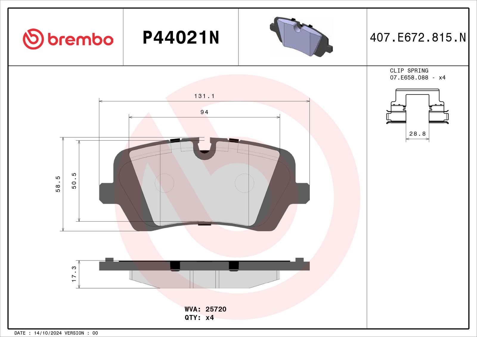 PRIME Ceramic Rear Disc Brake Pad Set - P44021N_01
