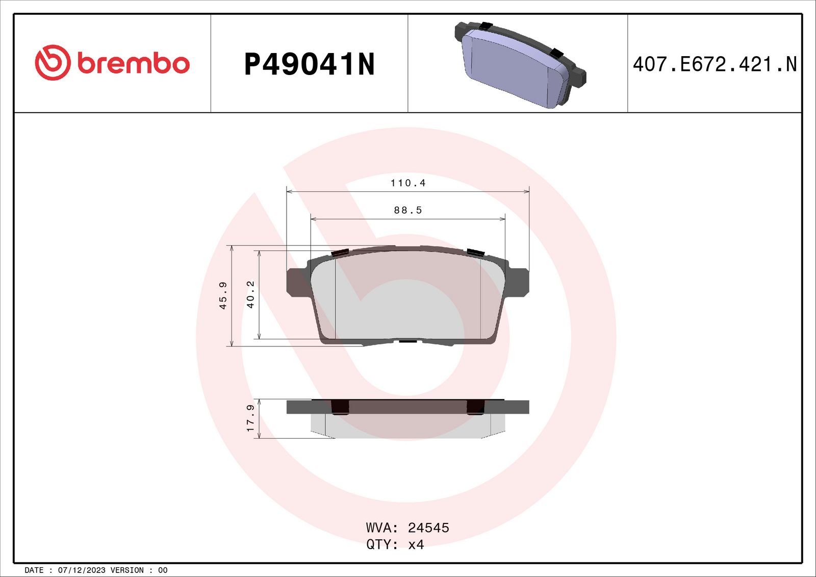 PRIME Ceramic Rear Disc Brake Pad Set - P49041N_02
