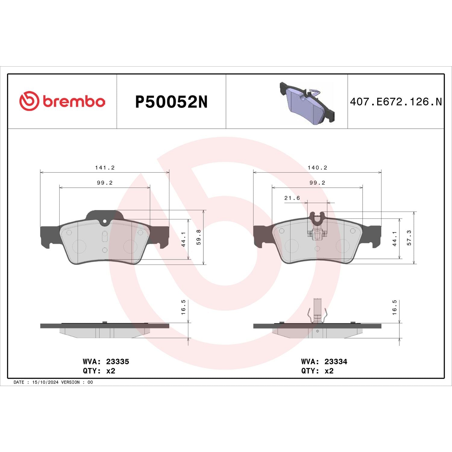 PRIME Ceramic Rear Disc Brake Pad Set - P50052N_07