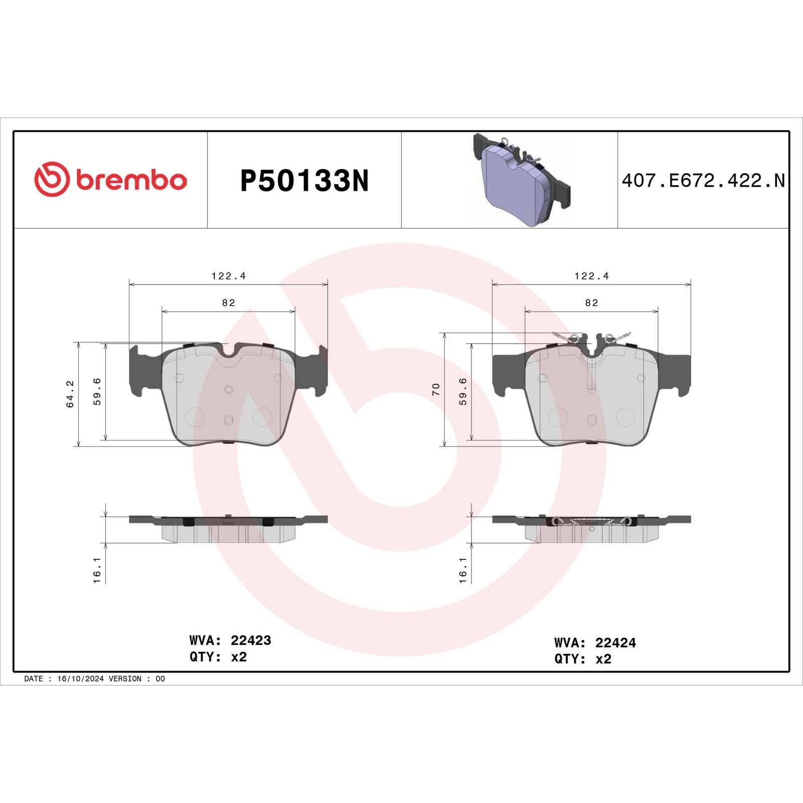 PRIME Ceramic Rear Disc Brake Pad Set - P50133N_07
