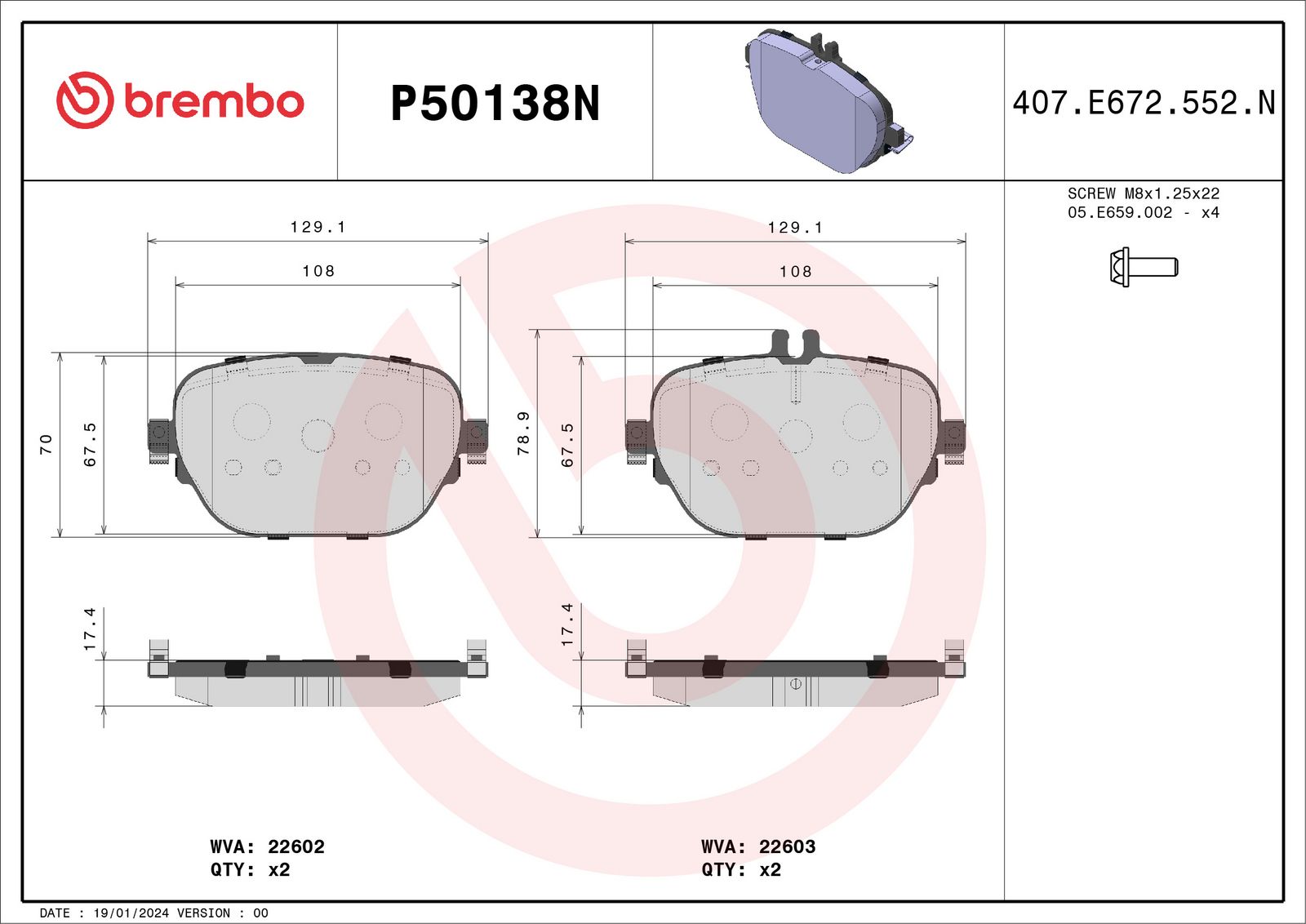 PRIME Ceramic Rear Disc Brake Pad Set - P50138N_01