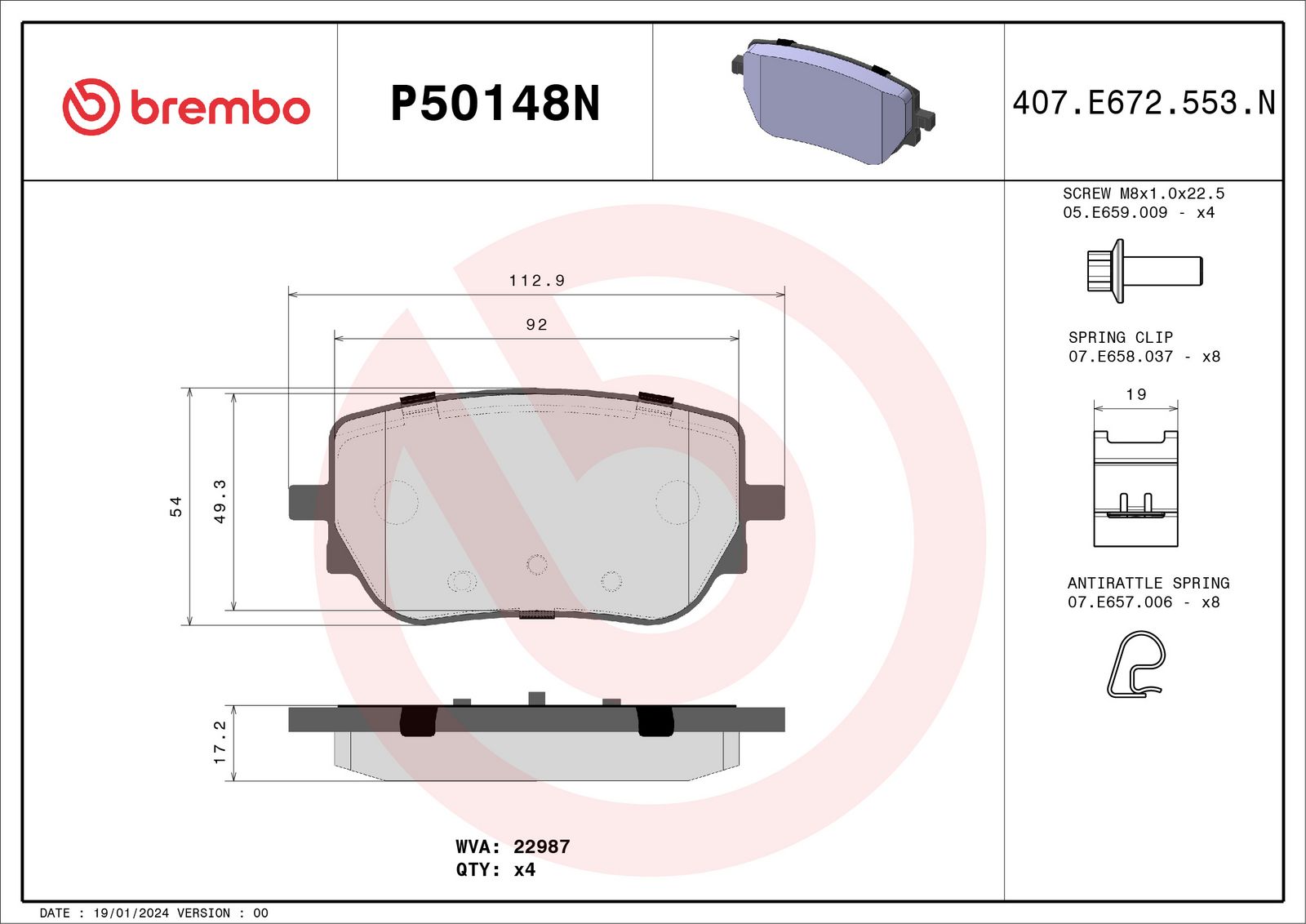 PRIME Ceramic Rear Disc Brake Pad Set - P50148N_01