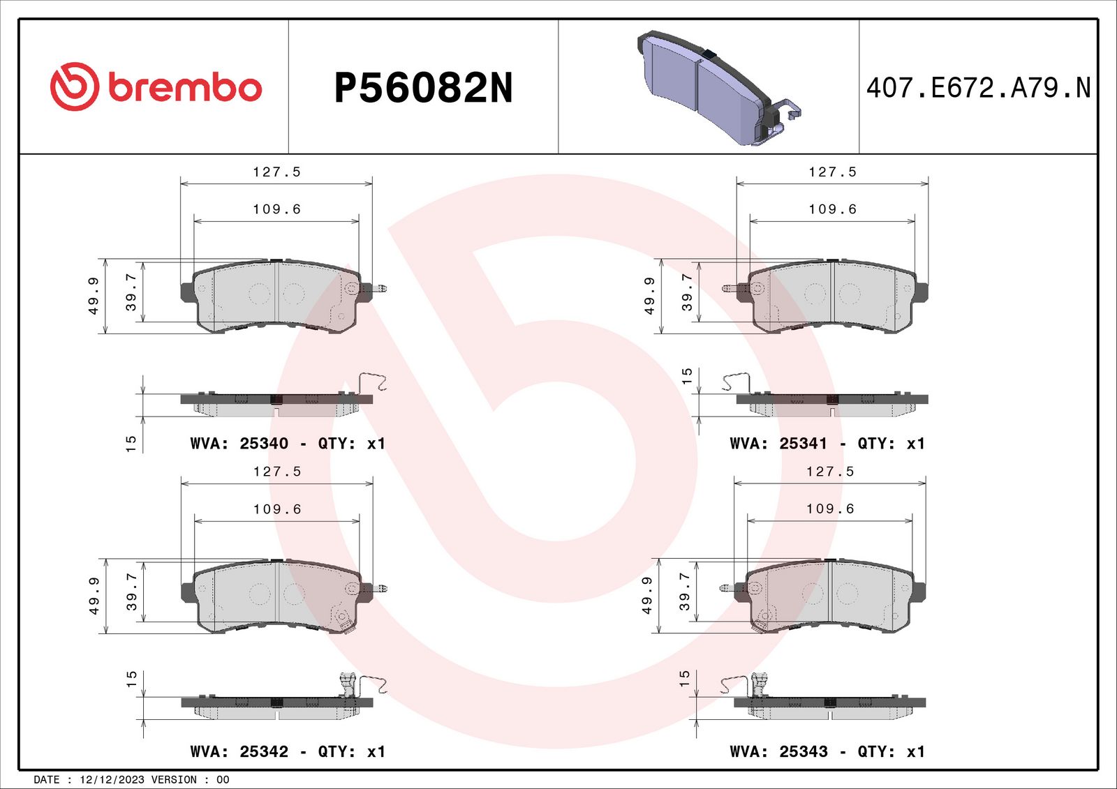 PRIME Ceramic Rear Disc Brake Pad Set - P56082N_02