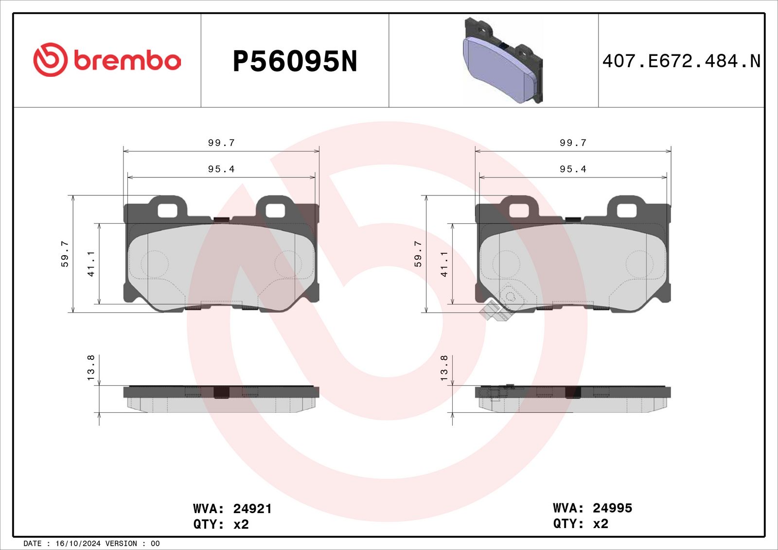 PRIME Ceramic Rear Disc Brake Pad Set - P56095N_02