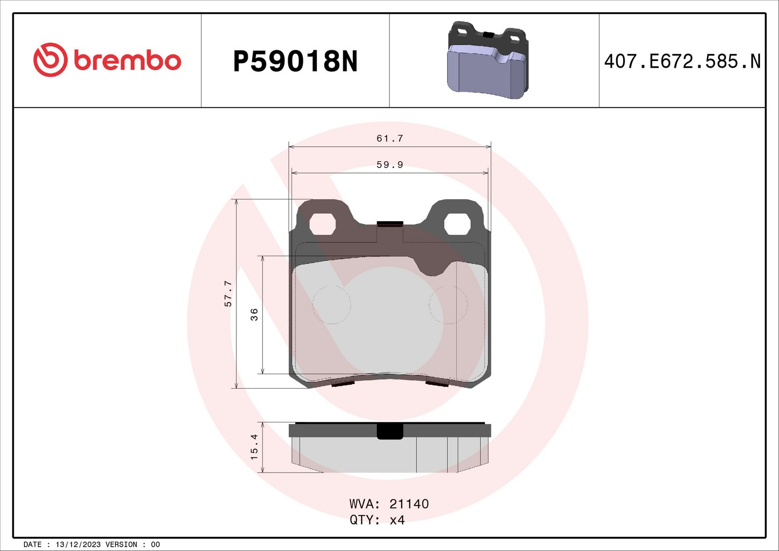 PRIME Ceramic Rear Disc Brake Pad Set - P59018N_02