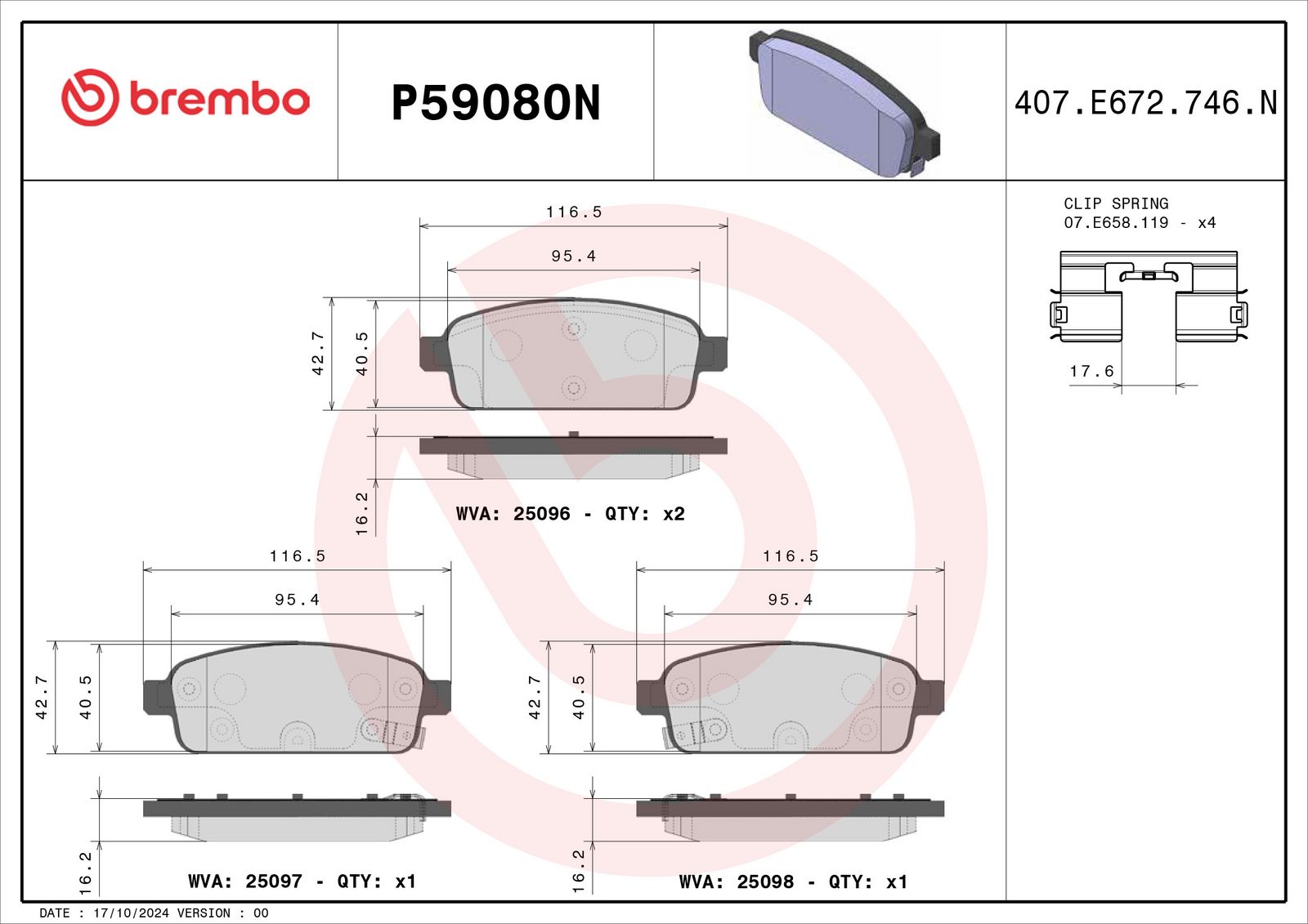 PRIME Ceramic Rear Disc Brake Pad Set - P59080N_02