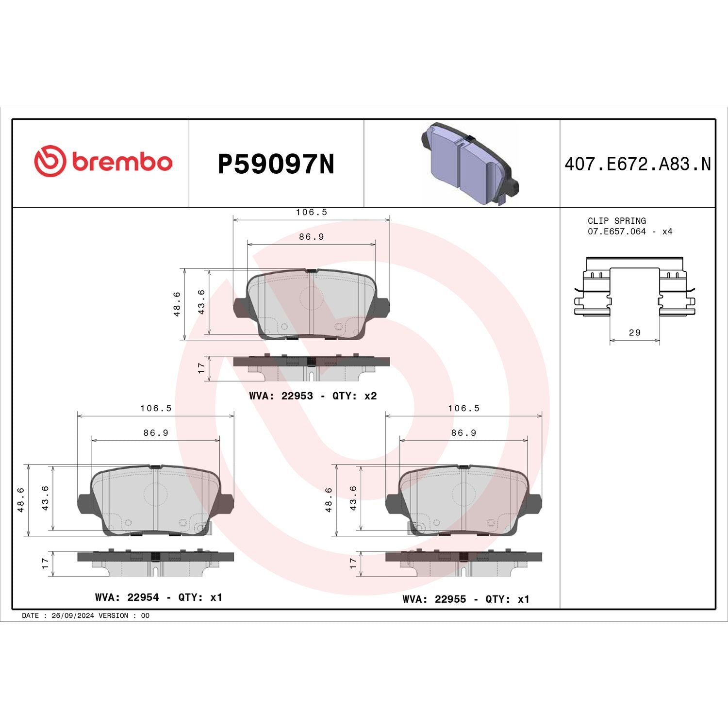 PRIME Ceramic Rear Disc Brake Pad Set - P59097N_02