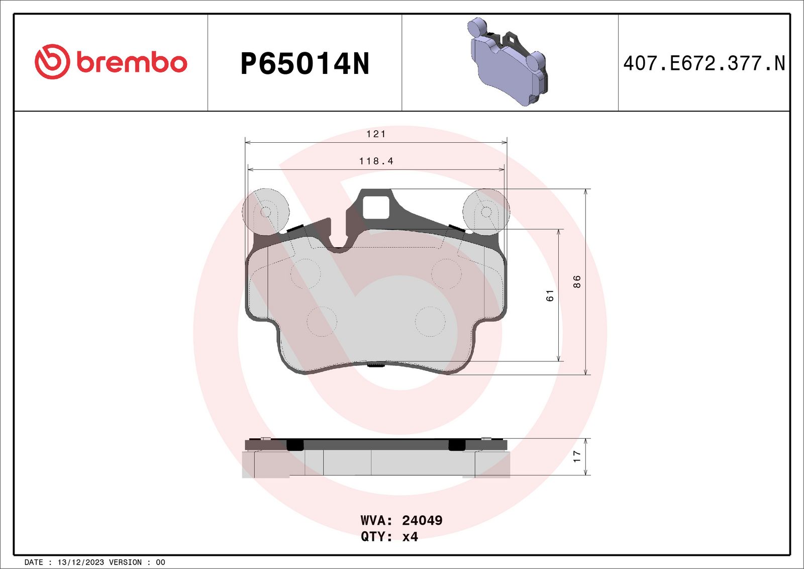 PRIME Ceramic Rear Disc Brake Pad Set - P65014N_02
