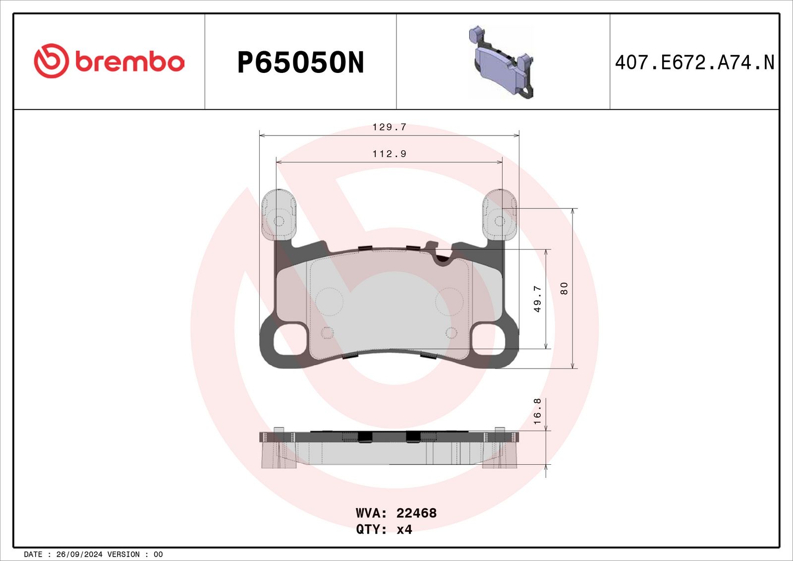 PRIME Ceramic Rear Disc Brake Pad Set - P65050N_01