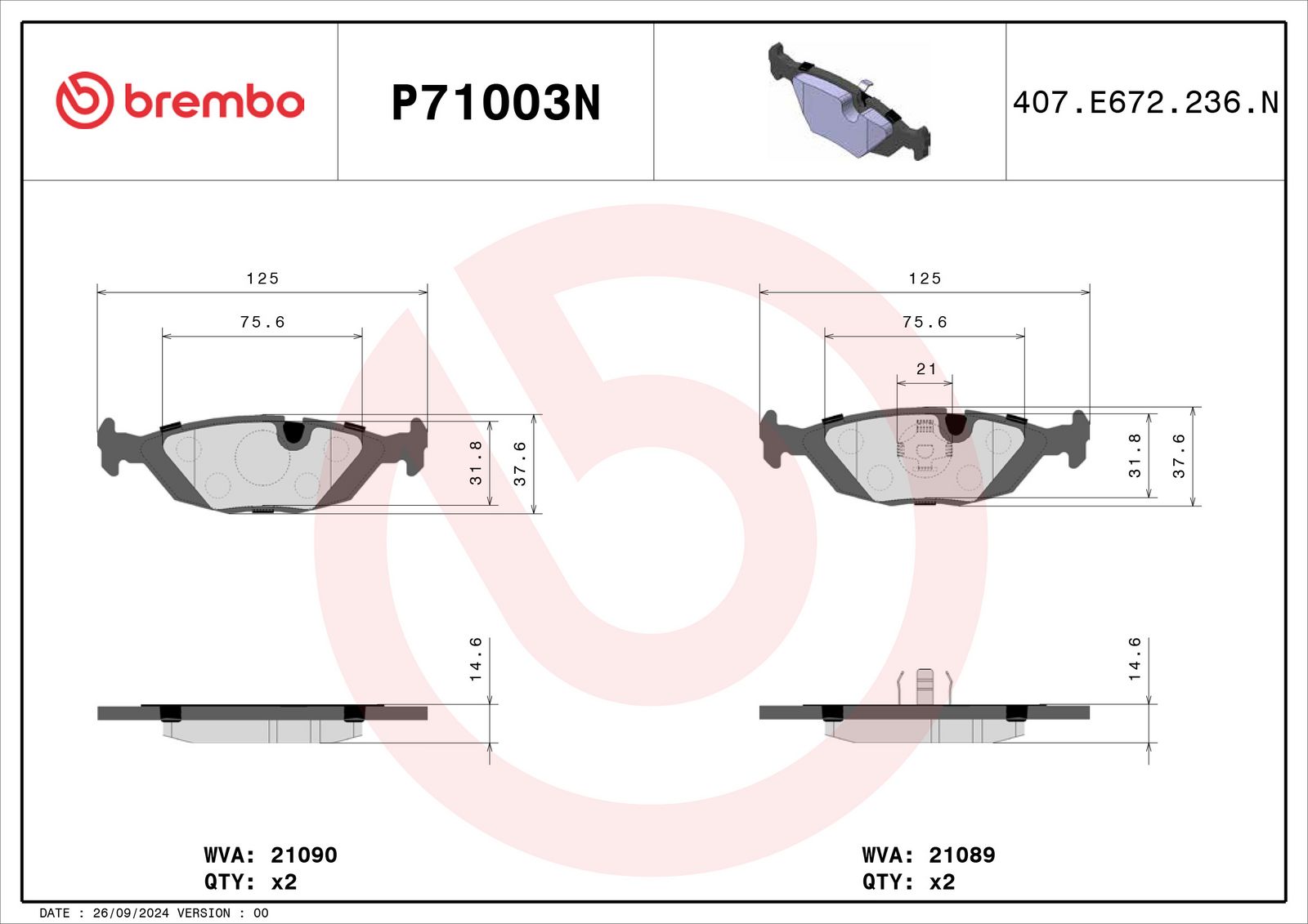 PRIME Ceramic Rear Disc Brake Pad Set - P71003N_02