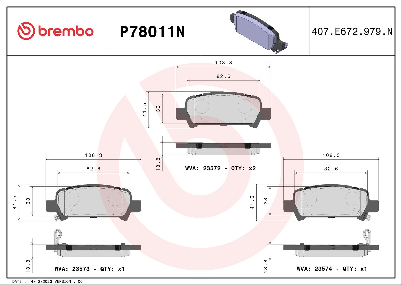 PRIME Ceramic Rear Disc Brake Pad Set - P78011N_02