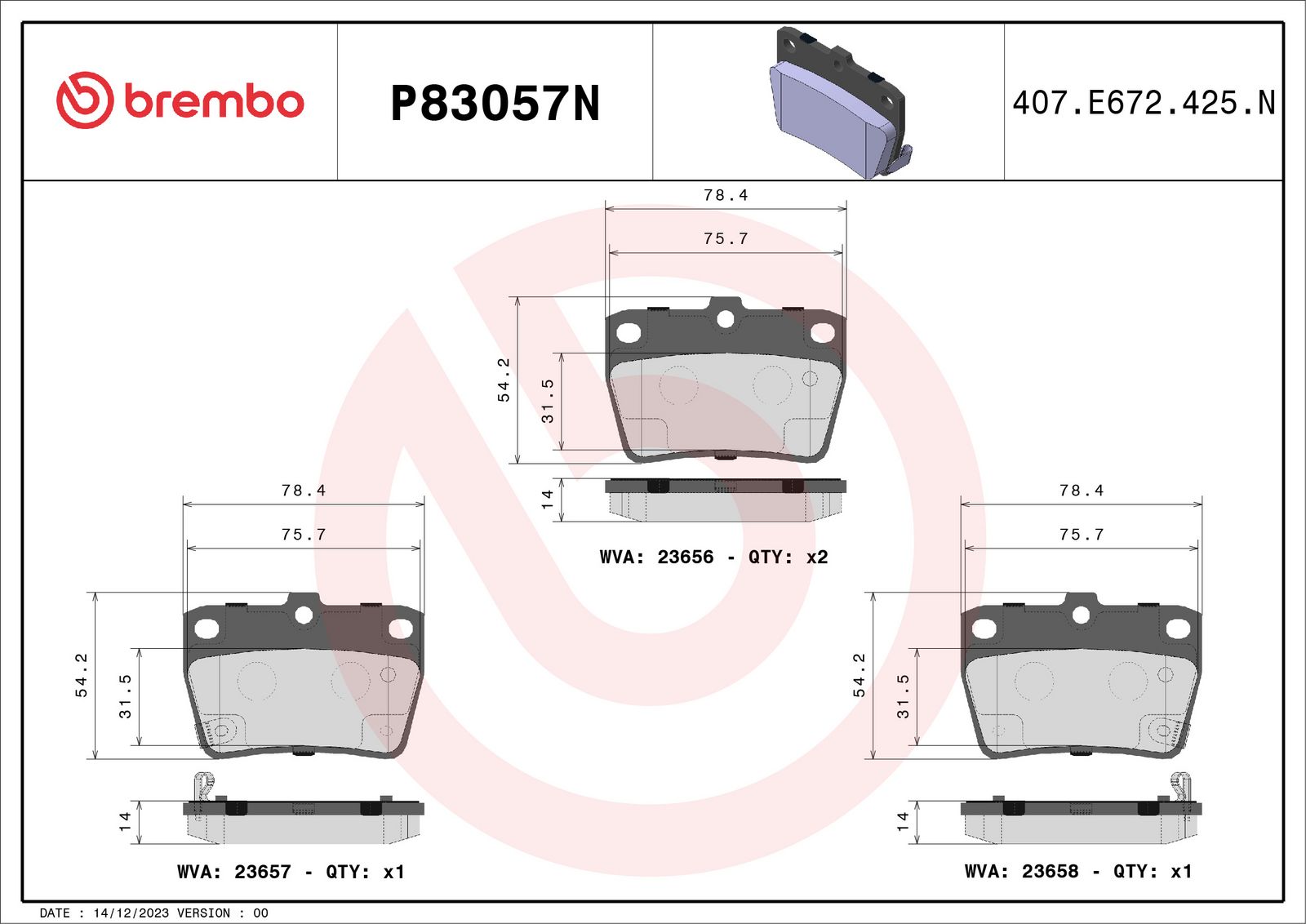 PRIME Ceramic Rear Disc Brake Pad Set - P83057N_02