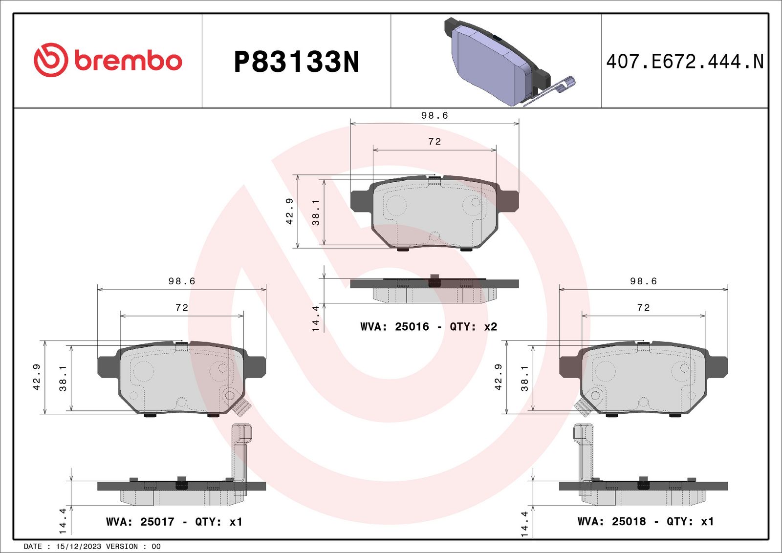 PRIME Ceramic Rear Disc Brake Pad Set - P83133N_02