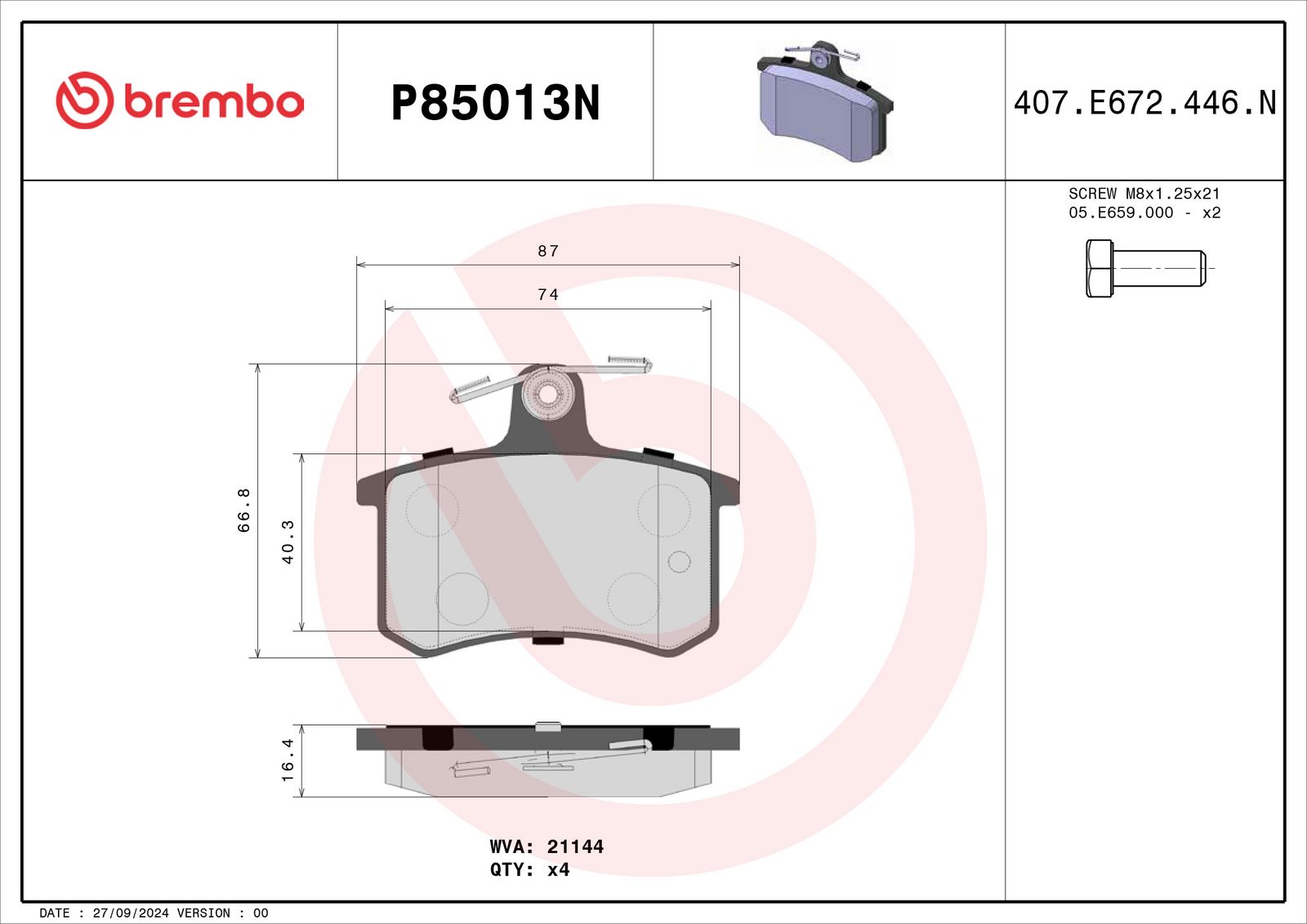 PRIME Ceramic Rear Disc Brake Pad Set - P85013N_02