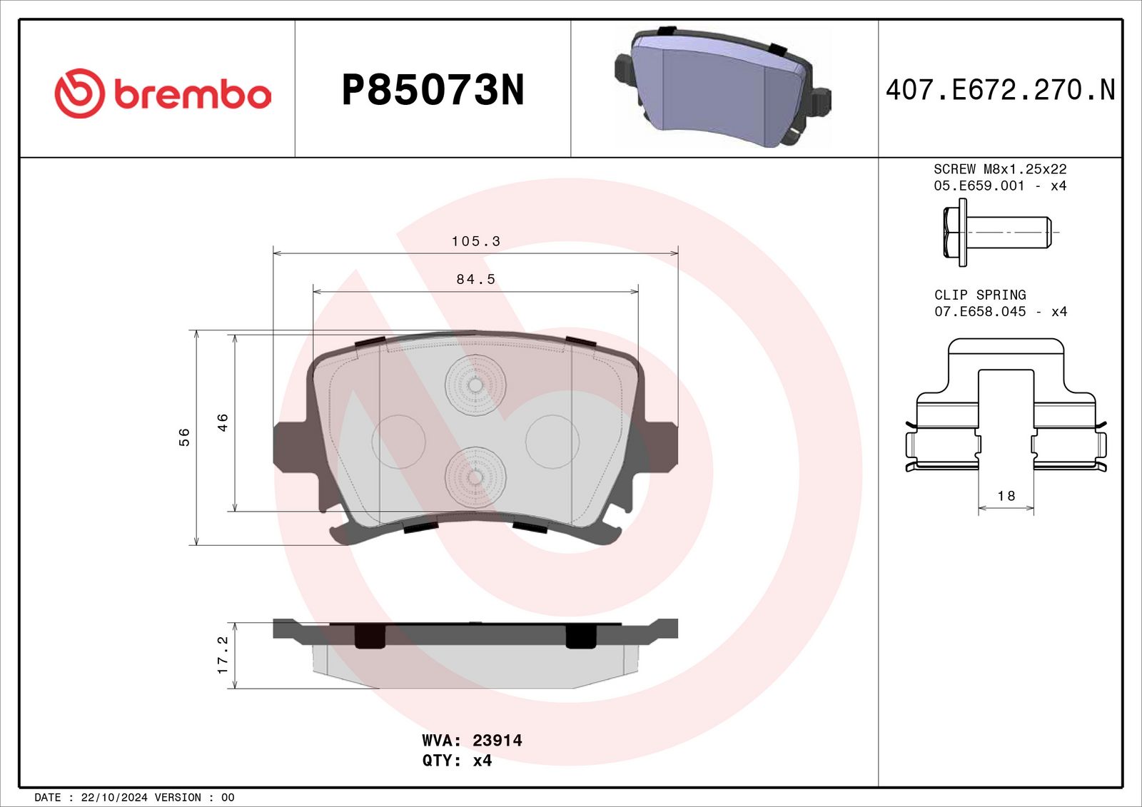 PRIME Ceramic Rear Disc Brake Pad Set - P85073N_02