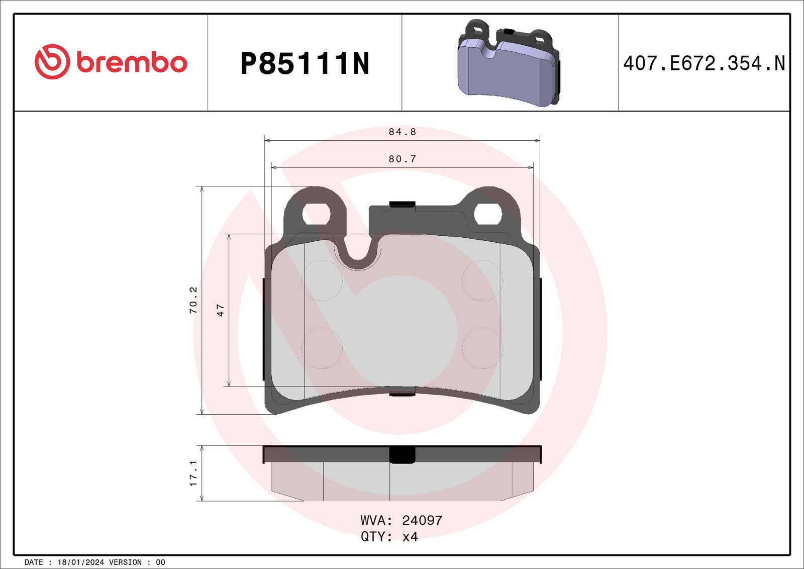 PRIME Ceramic Rear Disc Brake Pad Set - P85111N_02