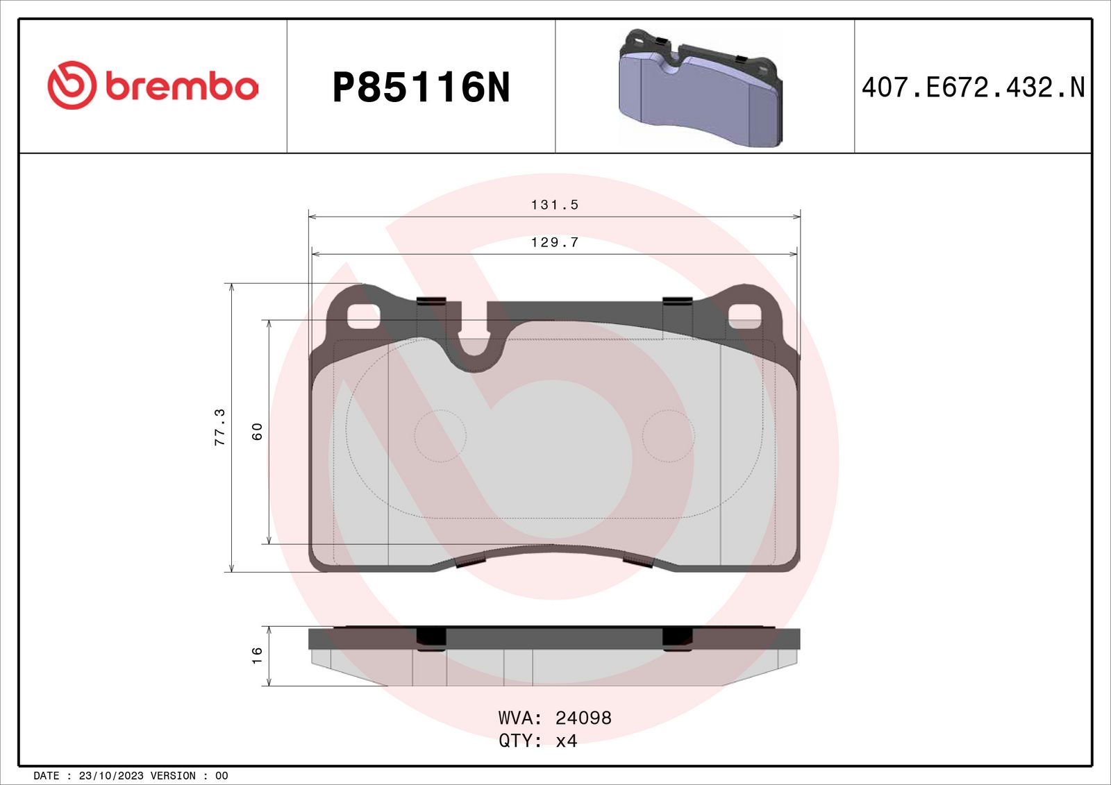 PRIME Ceramic Rear Disc Brake Pad Set - P85116N_02