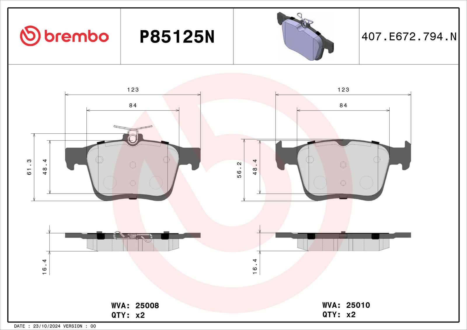 PRIME Ceramic Rear Disc Brake Pad Set - P85125N_02